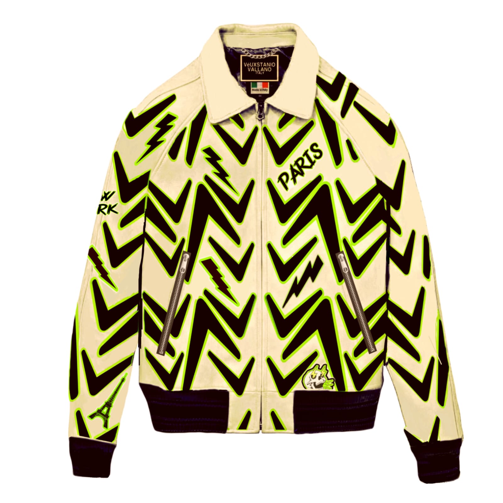 Fashion Death Punk Leather Monogram Bomber